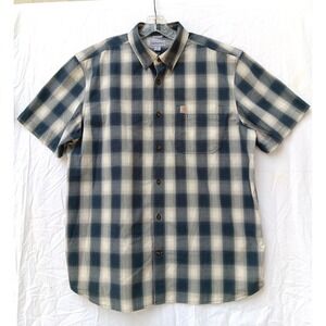 Carhartt Mens Shirt Sz XL Relaxed Fit Black & Gray Plaid Short Sleeve